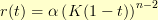 r(t) = \alpha\left(K(1-t)\right)^{n-2} r(t) = \alpha\left(K(1-t)\right)^{n-2}