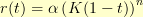 r(t) = \alpha\left(K(1-t)\right)^{n} r(t) = \alpha\left(K(1-t)\right)^{n}