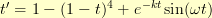 t' = 1 - (1-t)^4 + e^{-kt}\sin(\omega t) t' = 1 - (1-t)^4 + e^{-kt}\sin(\omega t)