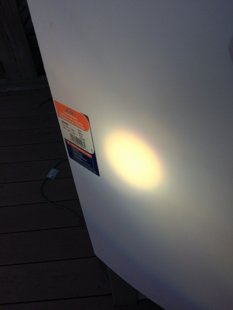Photo of sun projected onto foam-core board